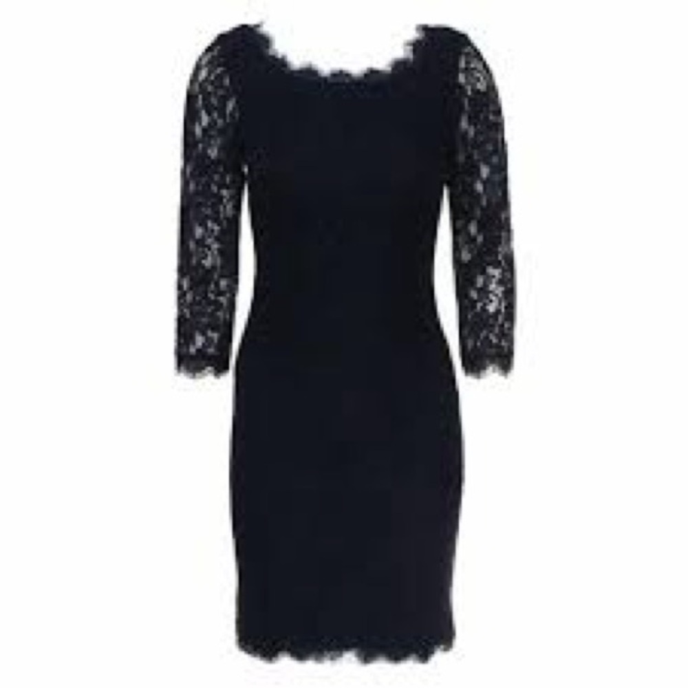 Diane Von Furstenberg Zarita Navy Lace Dress